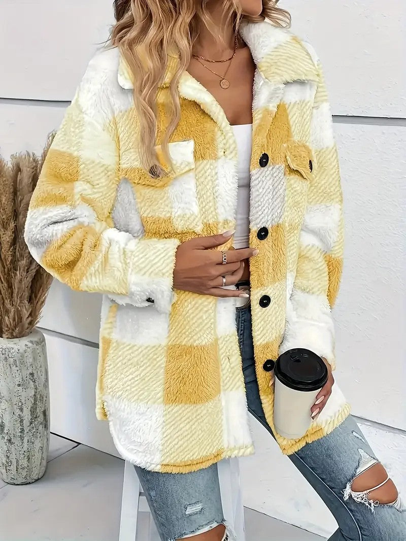 Plush Checkered Winter Jacket