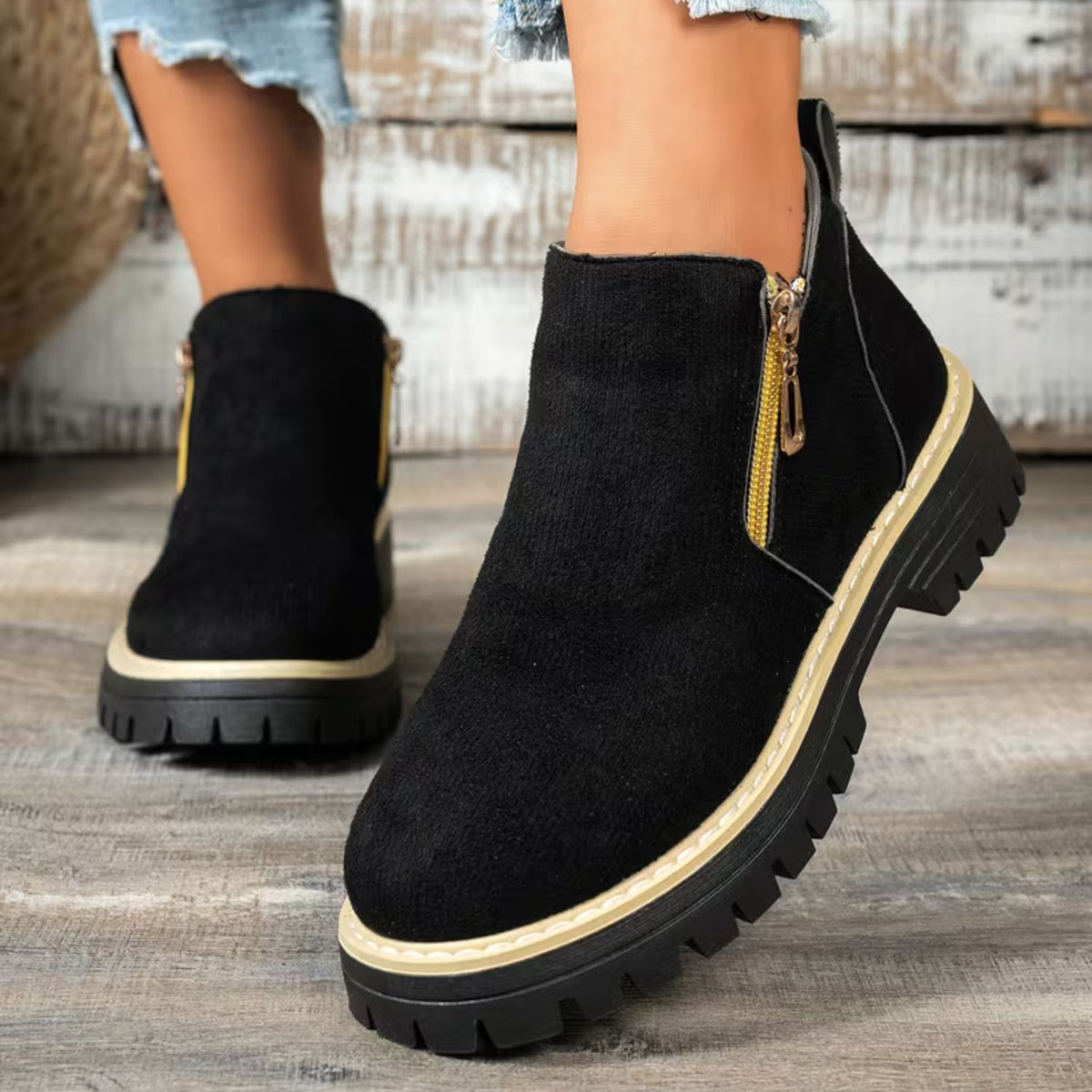 Platform Double Zip Ankle Boots