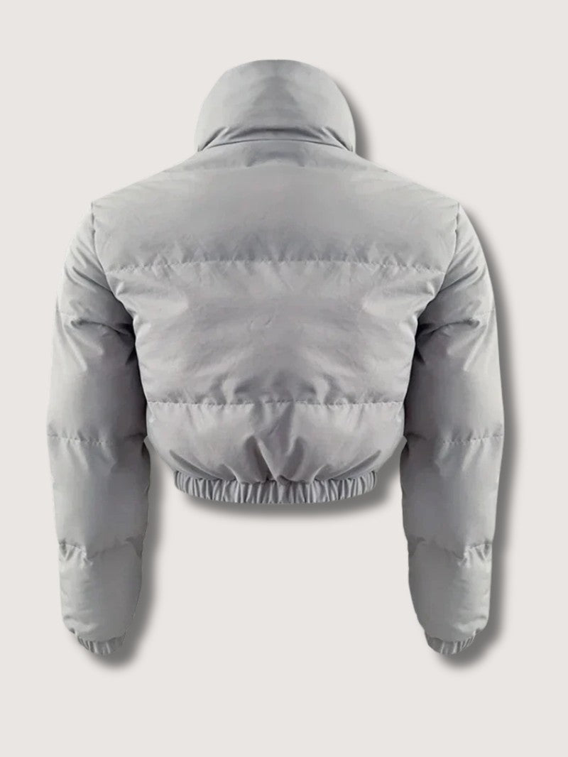 Cropped Zip-Up Puffer Jacket for Women