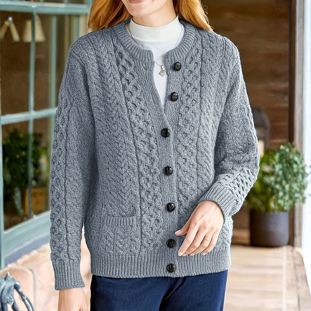 Cable Knit Button Cardigan