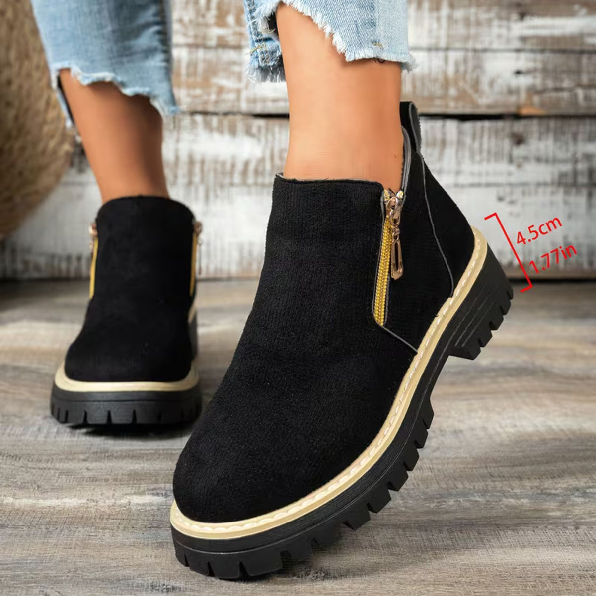Platform Double Zip Ankle Boots