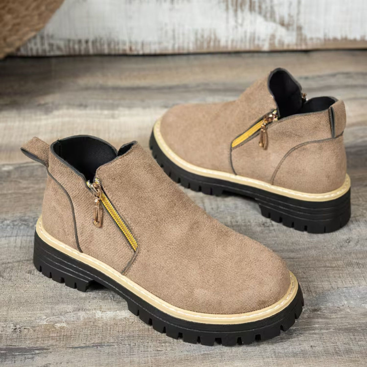 Platform Double Zip Ankle Boots