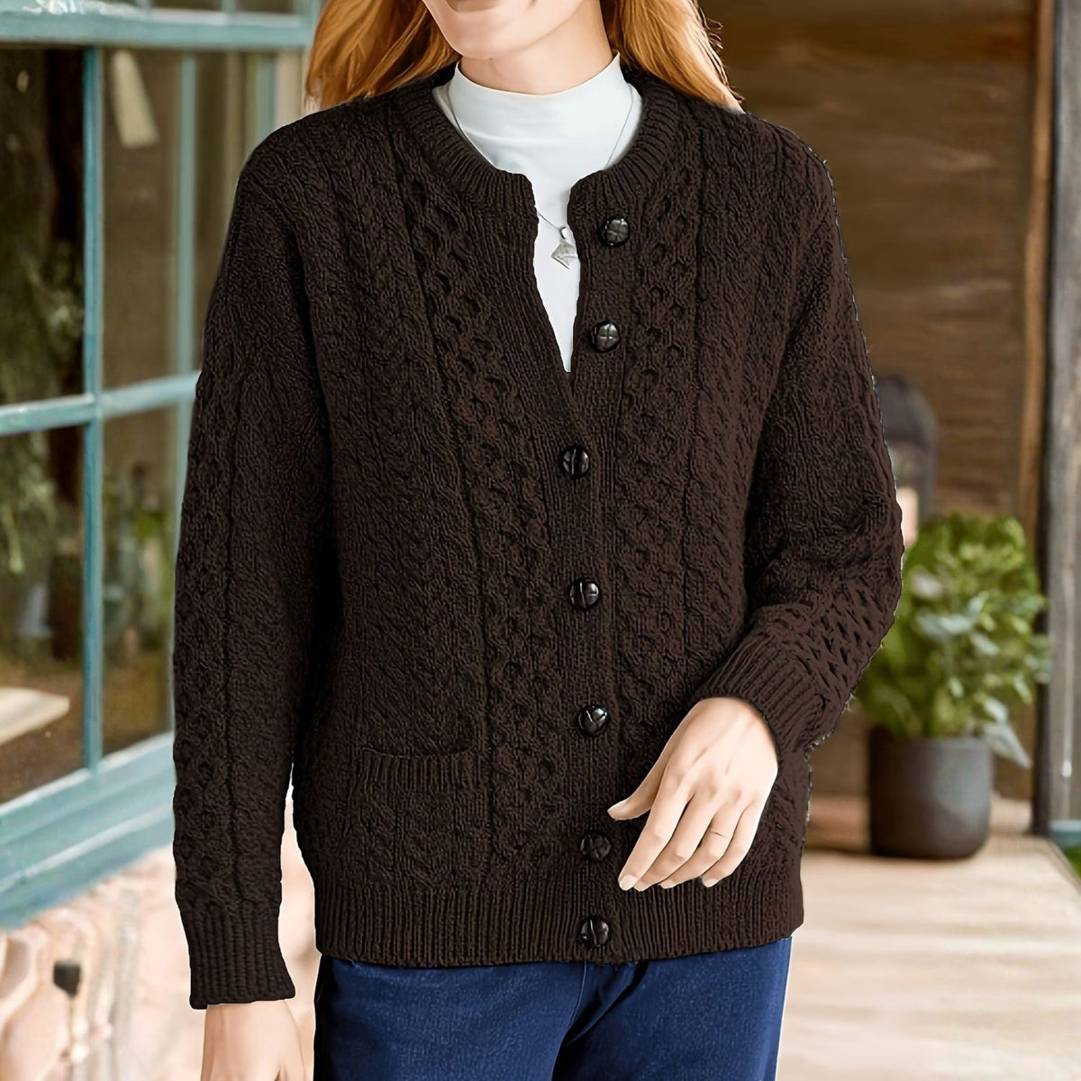 Cable Knit Button Cardigan