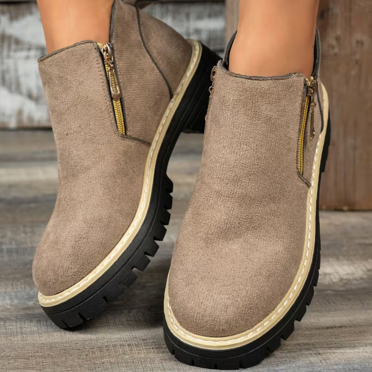 Platform Double Zip Ankle Boots