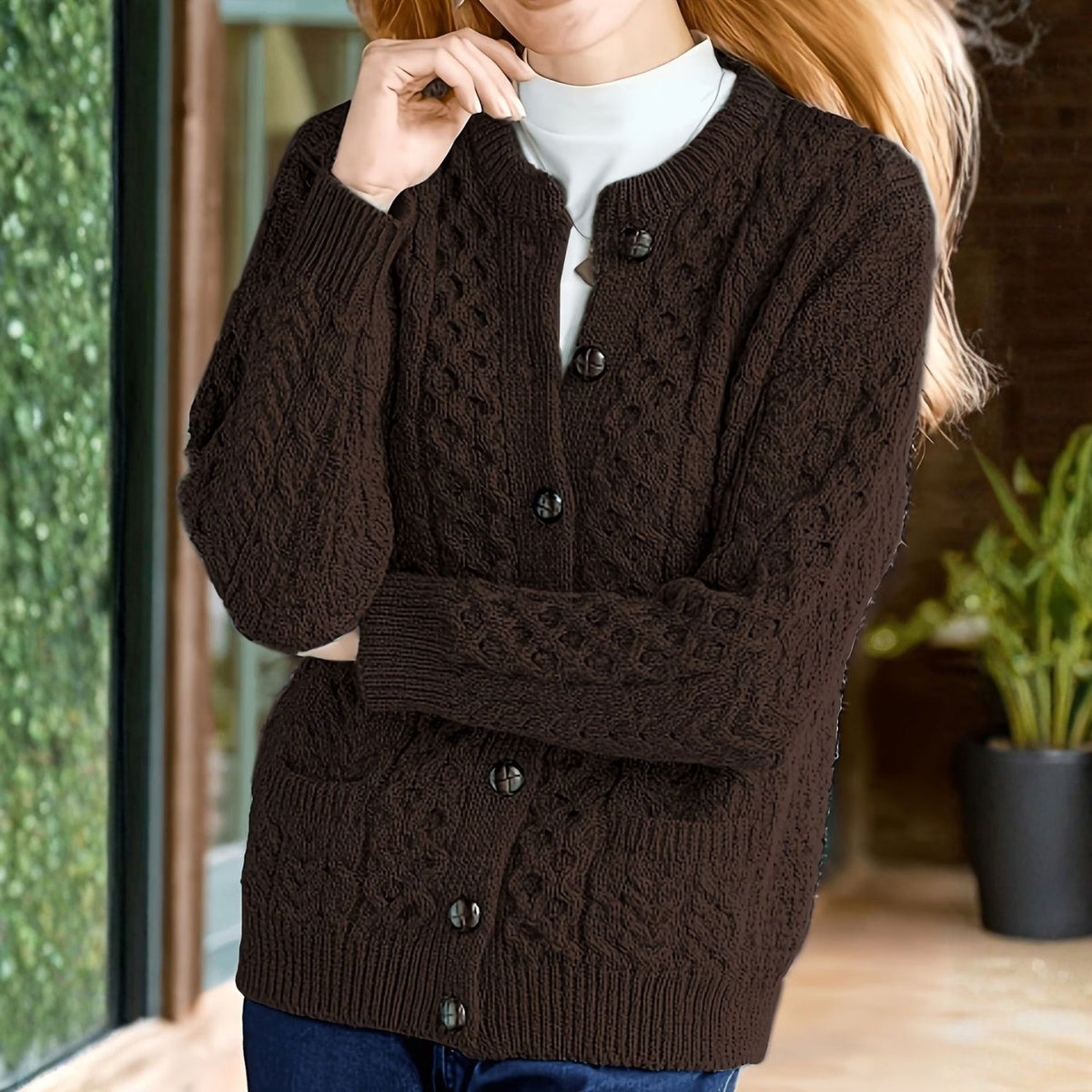 Cable Knit Button Cardigan