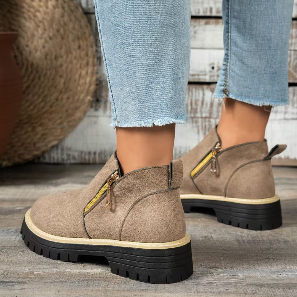 Platform Double Zip Ankle Boots