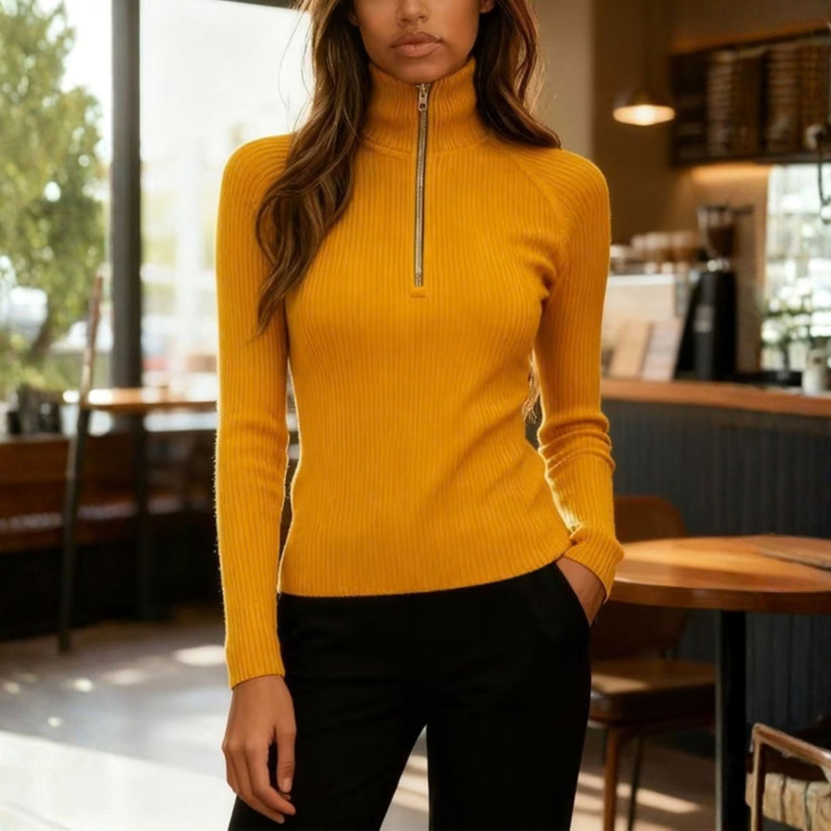 Women’s Ribbed Half Zip Top