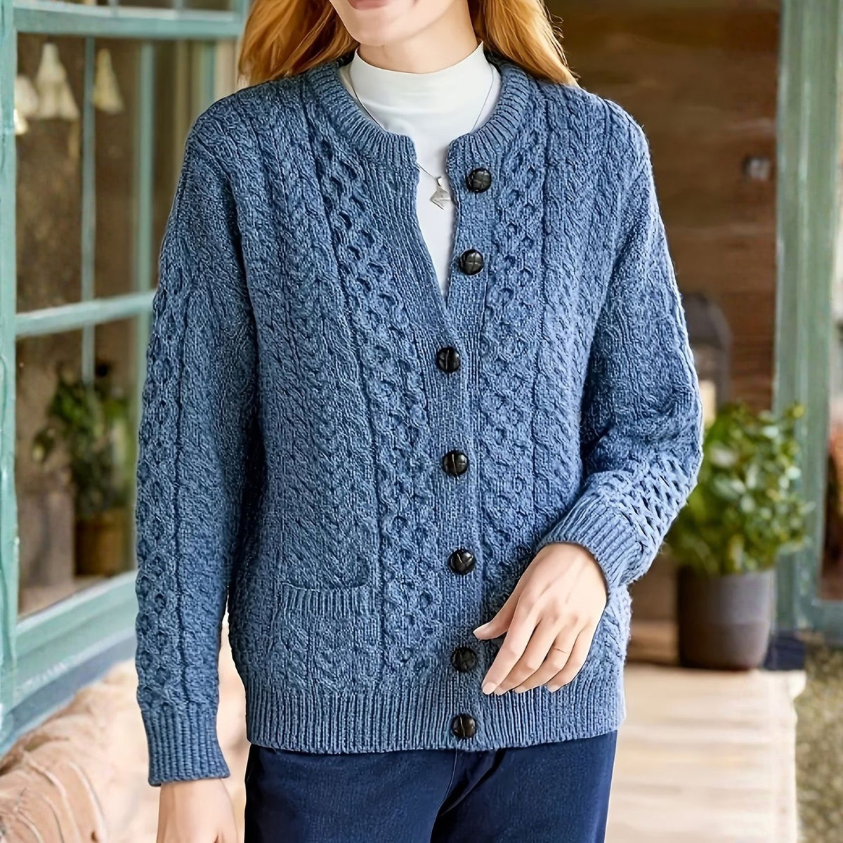 Cable Knit Button Cardigan