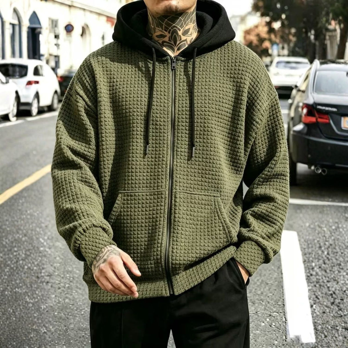 Men’s Textured Hooded Jacket