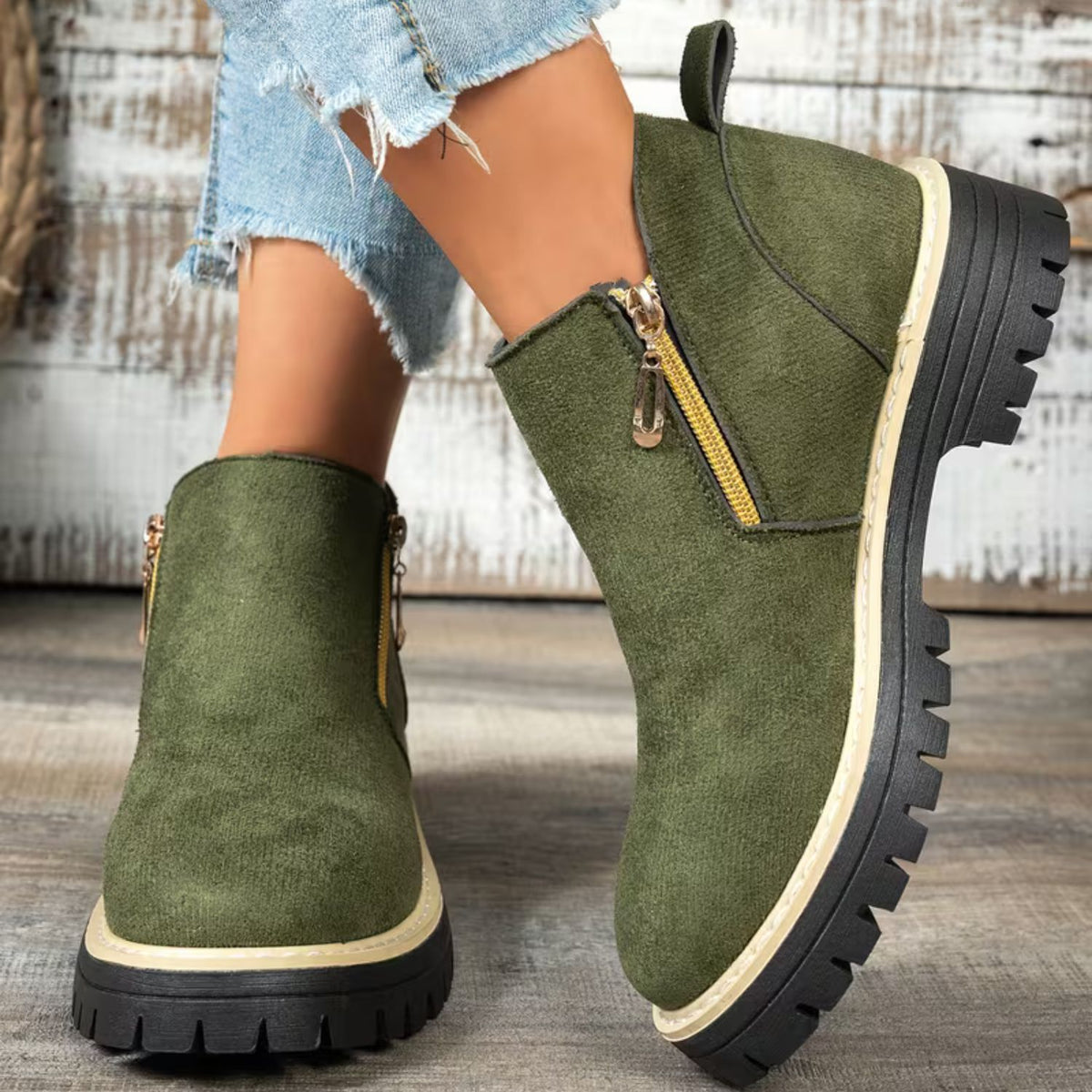 Platform Double Zip Ankle Boots