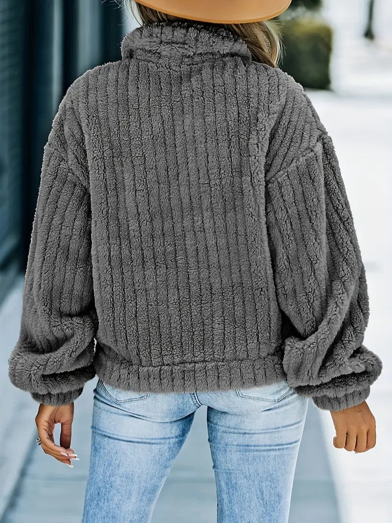 Soft Faux Fur Button Trucker Jacket