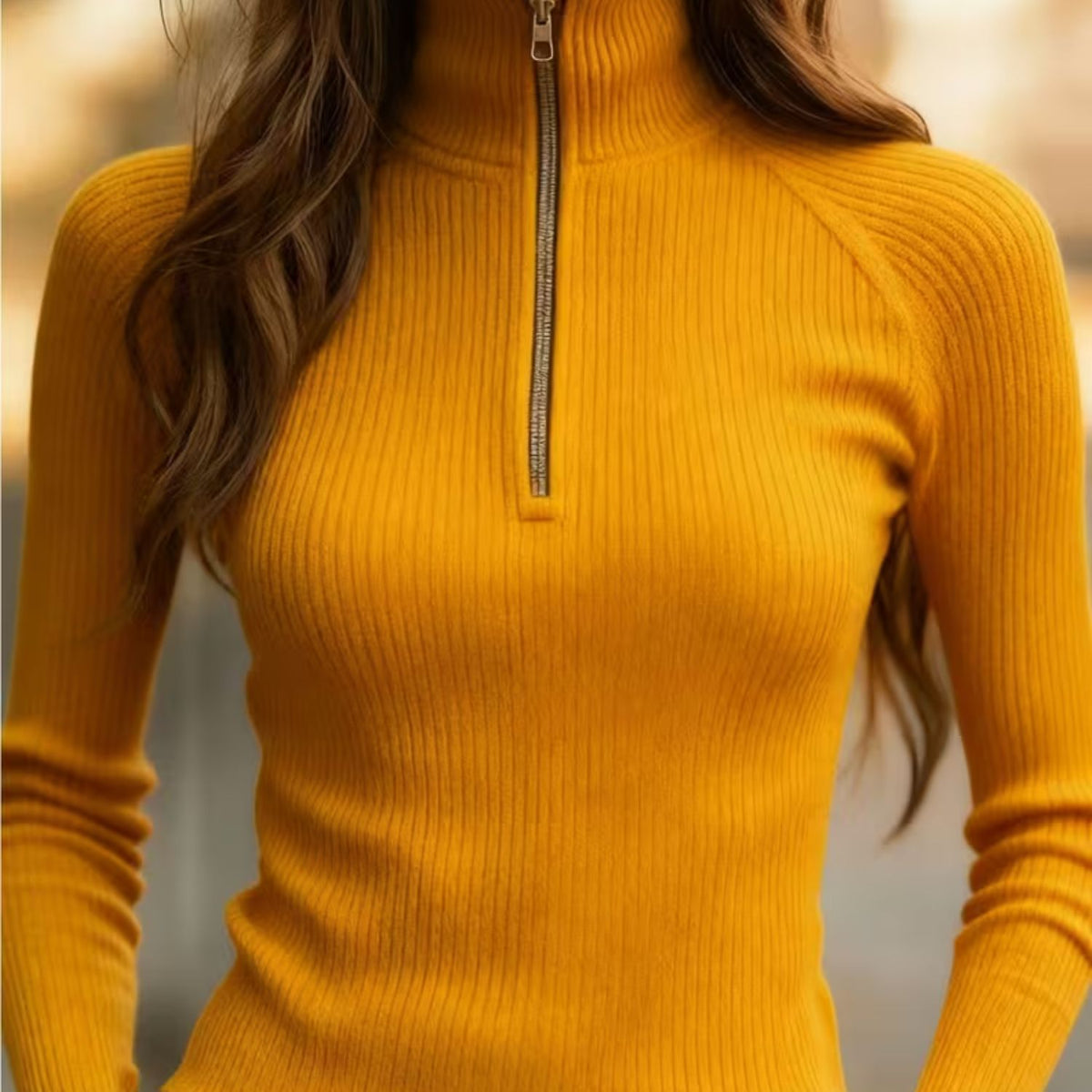 Women’s Ribbed Half Zip Top