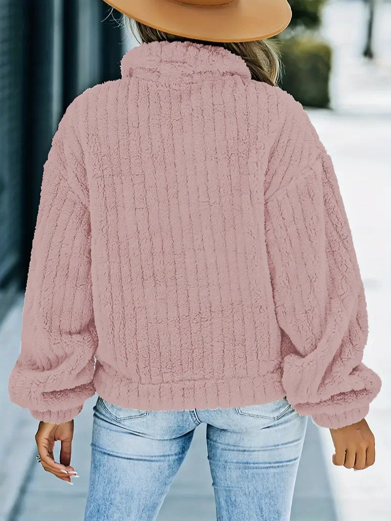 Soft Faux Fur Button Trucker Jacket