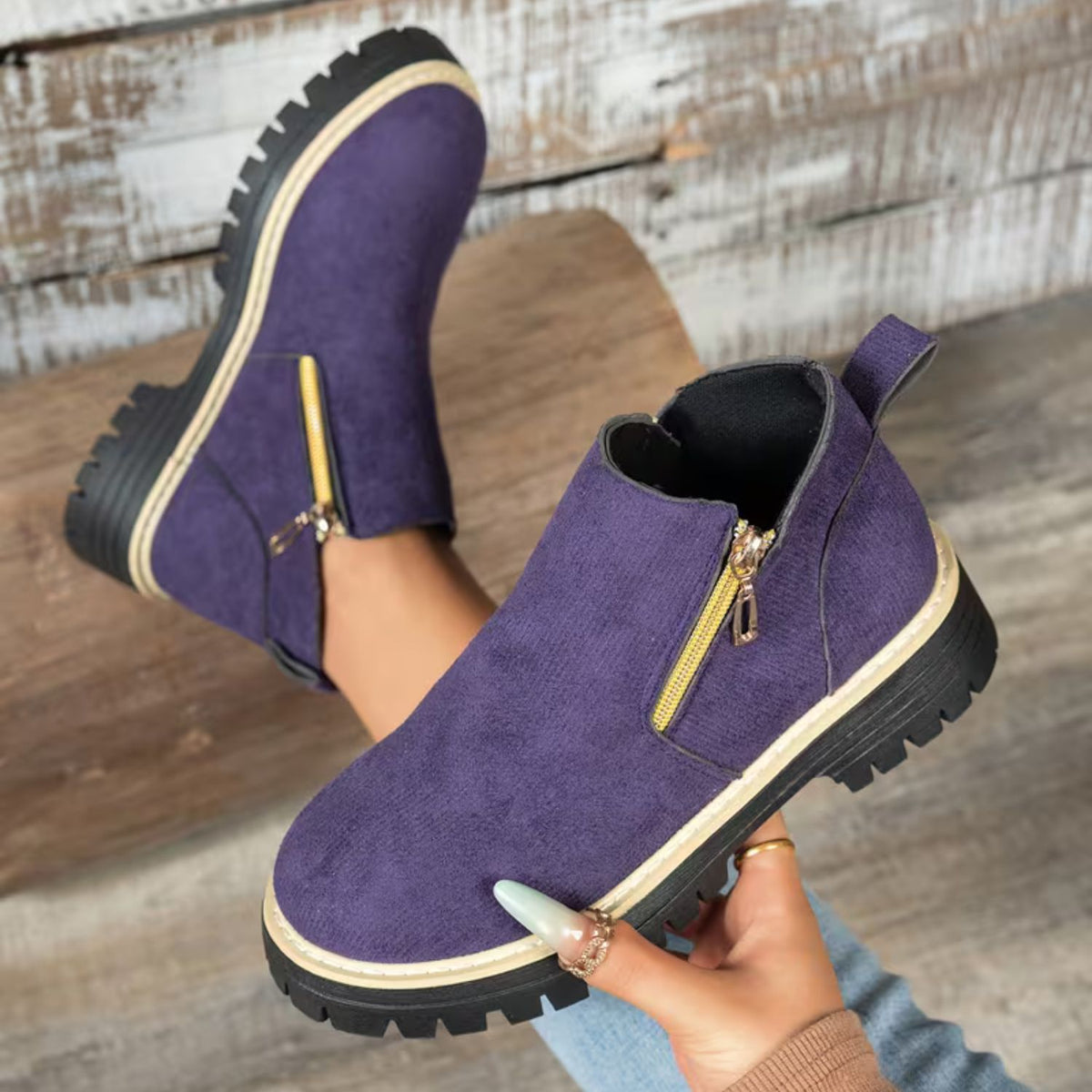 Platform Double Zip Ankle Boots