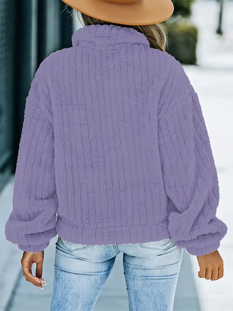 Soft Faux Fur Button Trucker Jacket