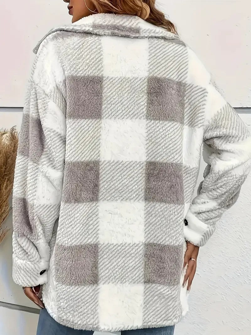 Plush Checkered Winter Jacket