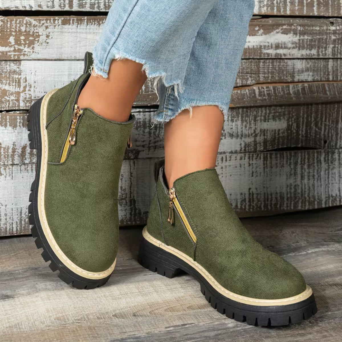 Platform Double Zip Ankle Boots