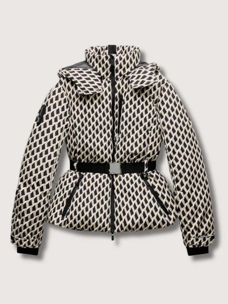 Women's Geometric Belted Puffer Jacket