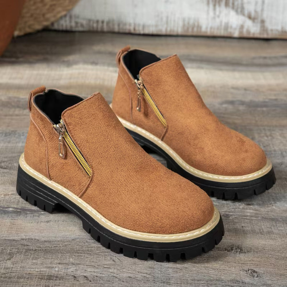 Platform Double Zip Ankle Boots
