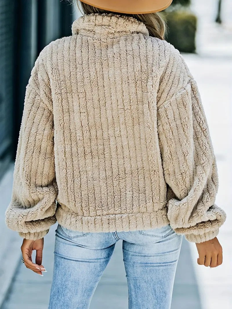 Soft Faux Fur Button Trucker Jacket