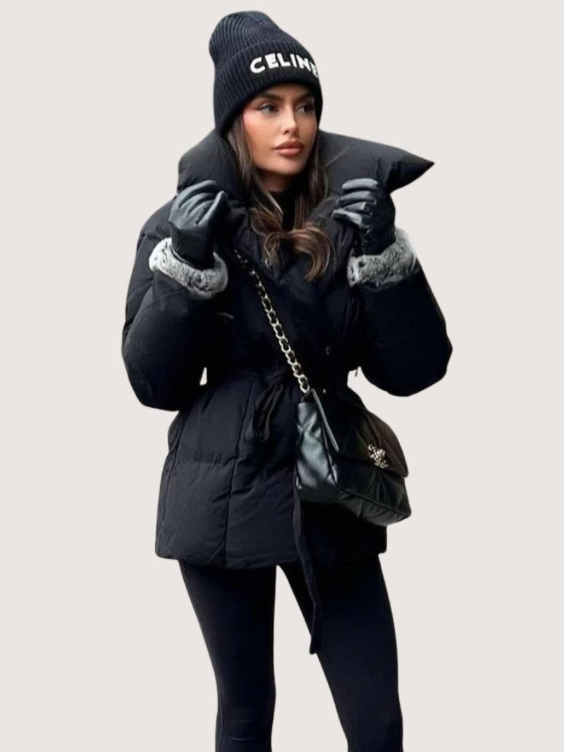 Belted Short Puffer Jacket for Women