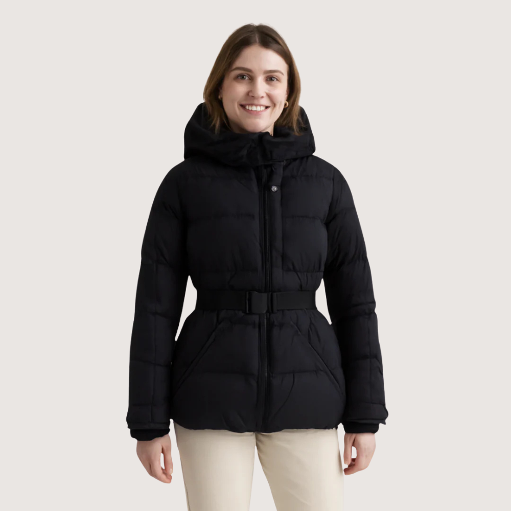 Women's Belted Hooded Puffer Jacket