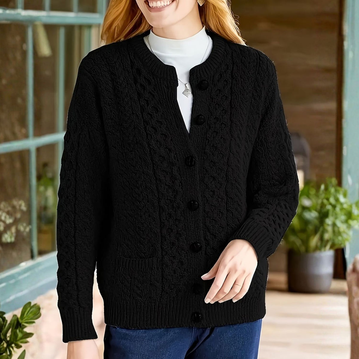Cable Knit Button Cardigan