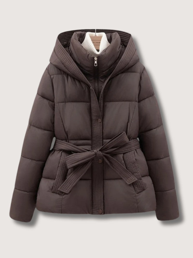 Women's Hooded Belted Puffer Jacket