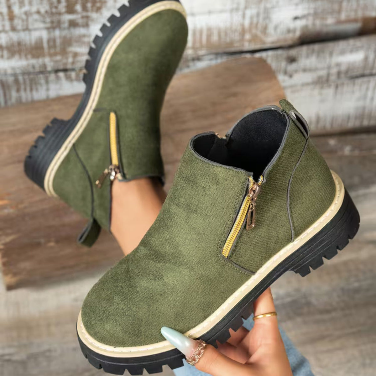 Platform Double Zip Ankle Boots