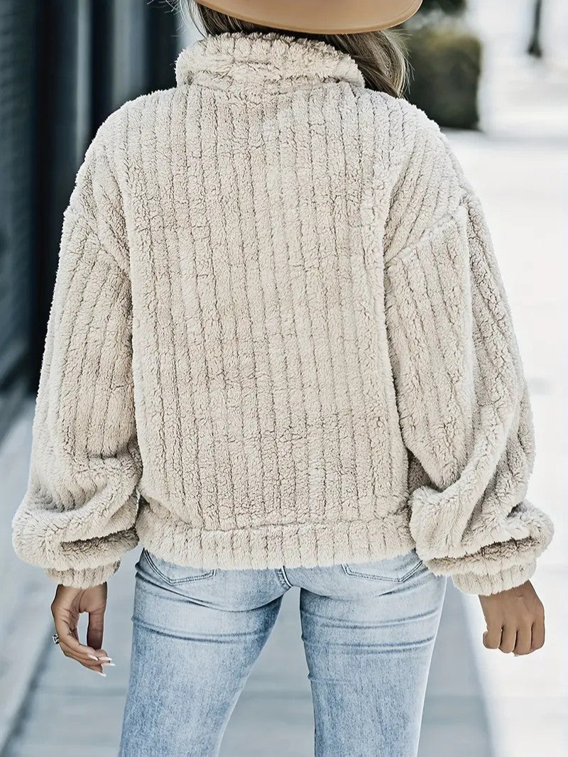 Soft Faux Fur Button Trucker Jacket