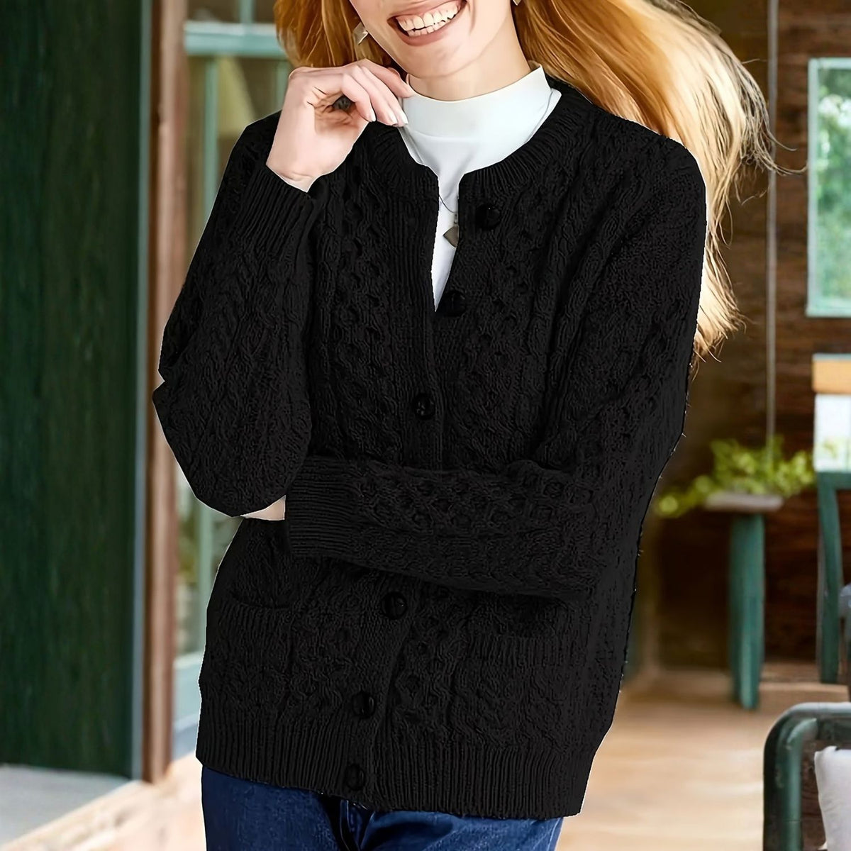 Cable Knit Button Cardigan