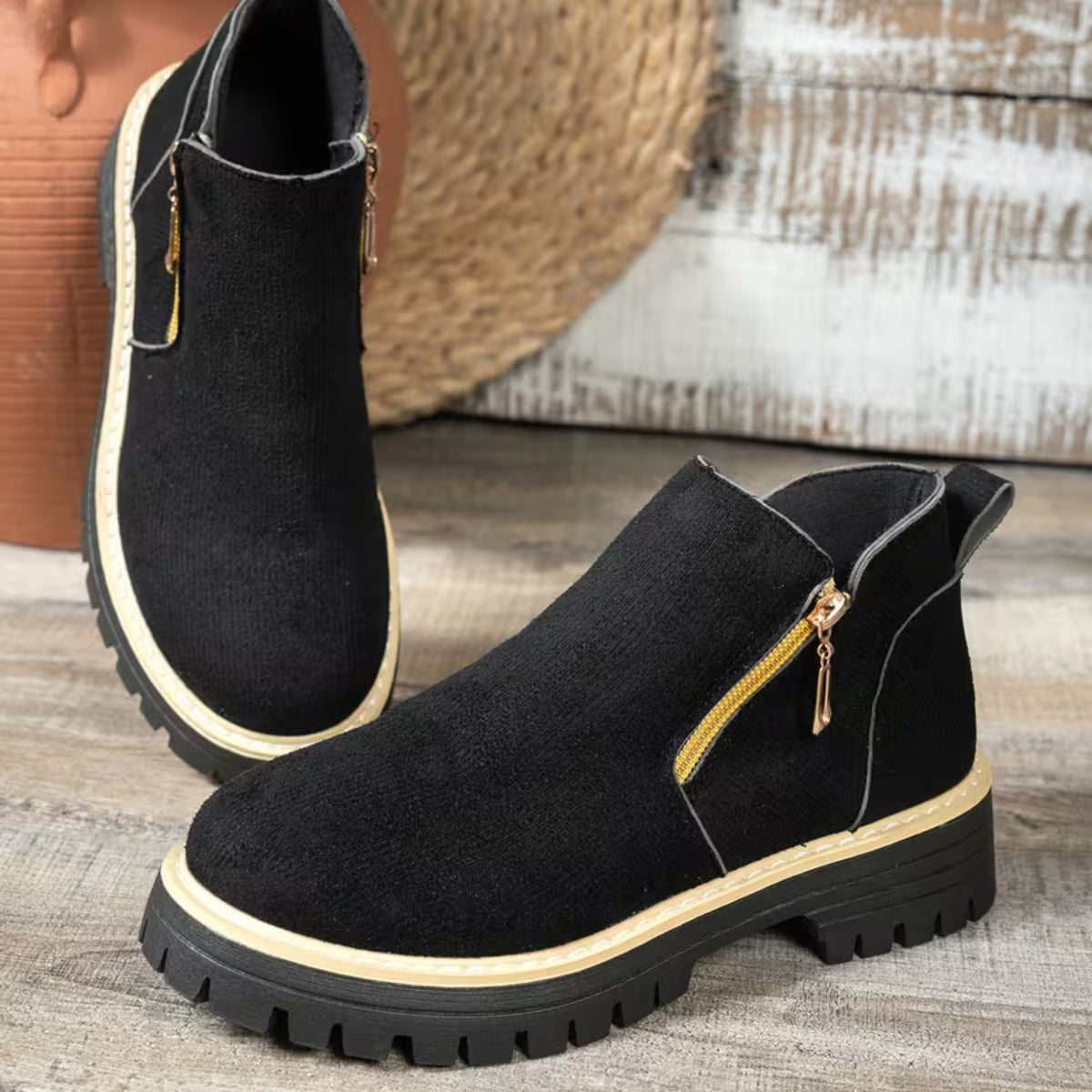 Platform Double Zip Ankle Boots