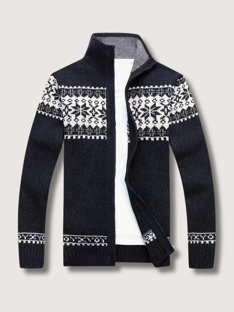 Men’s Winter Knit Cardigan with Stand Collar