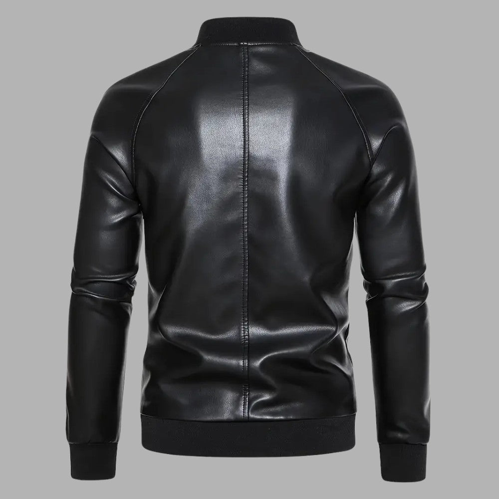 Casual Baseball Collar Leather Jacket - Men's Leather Jacket - Wild Eye Vision