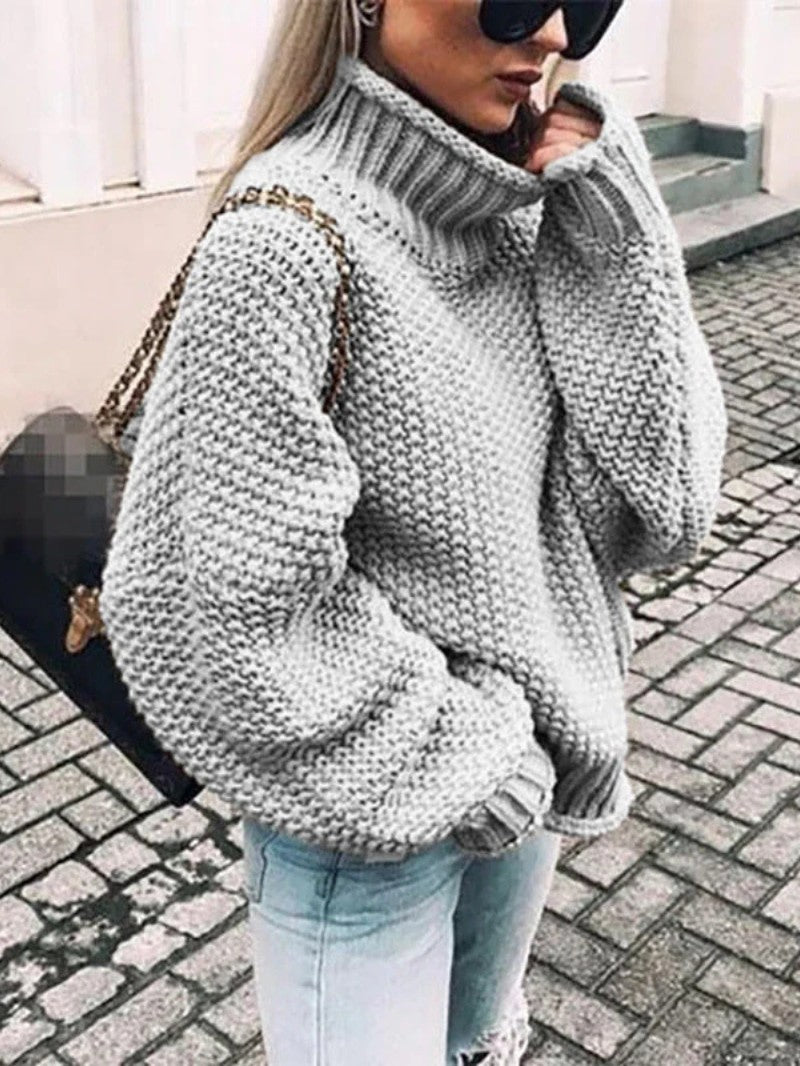 Chunky Knit Turtleneck Jumper - Women Knitted Jumper - Wild Eye Vision
