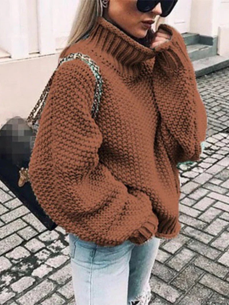 Chunky Knit Turtleneck Jumper - Women Knitted Jumper - Wild Eye Vision
