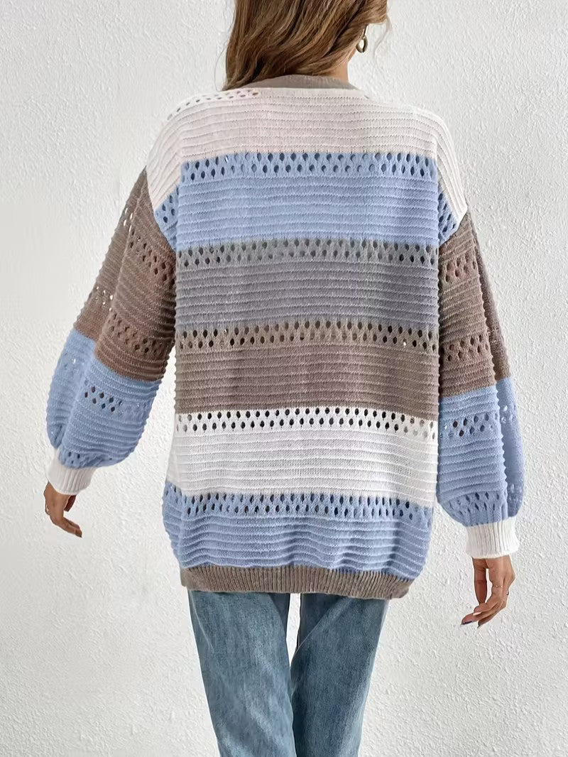 Color Block Knit Cardigan - Women Knit Cardigan - Wild Eye Vision