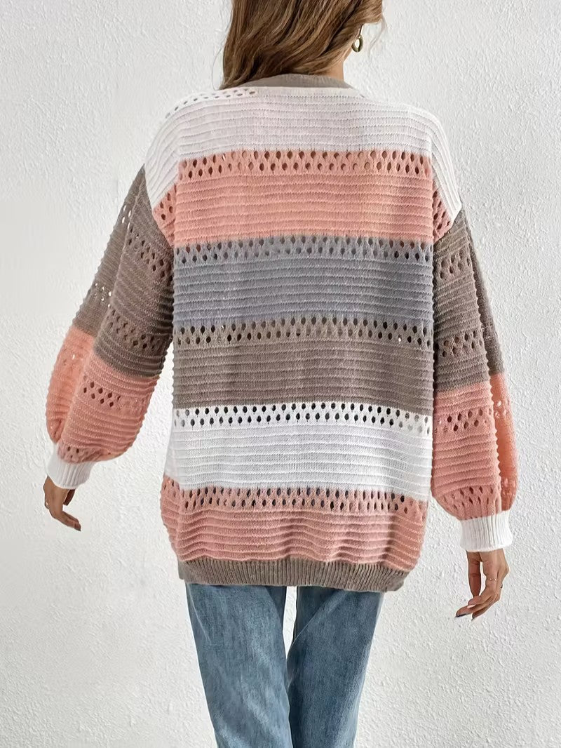 Color Block Knit Cardigan - Women Knit Cardigan - Wild Eye Vision