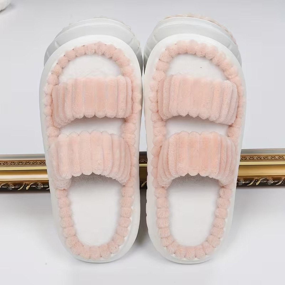 Double Straps Plush Slippers for Women - Slippers - Wild Eye Vision