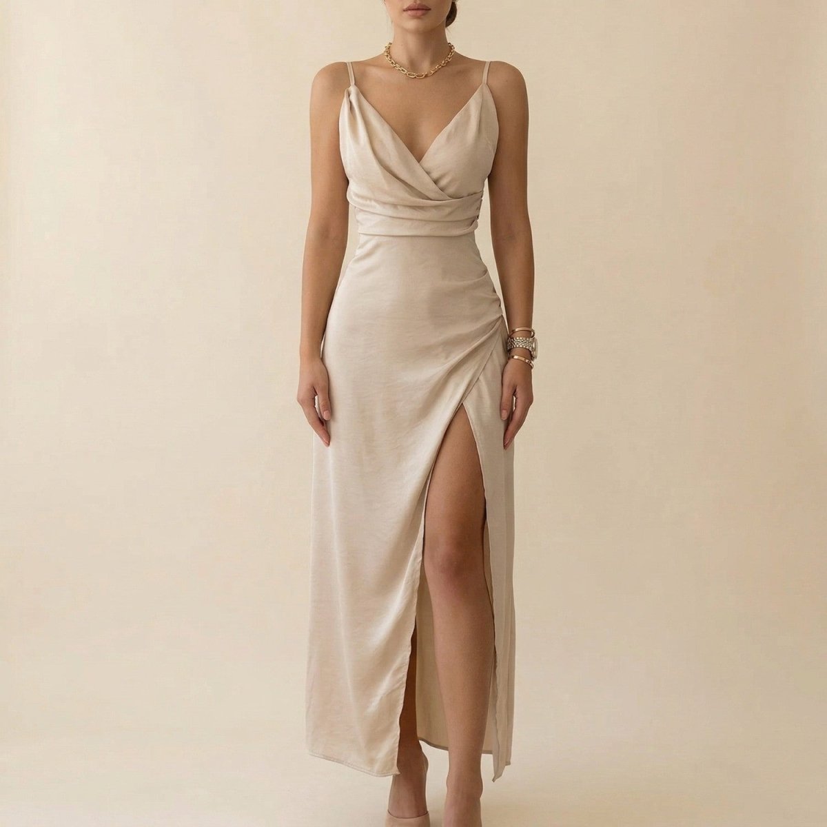 Elegant Wrap Slit Maxi Dress - Maxi Dress - Wild Eye Vision