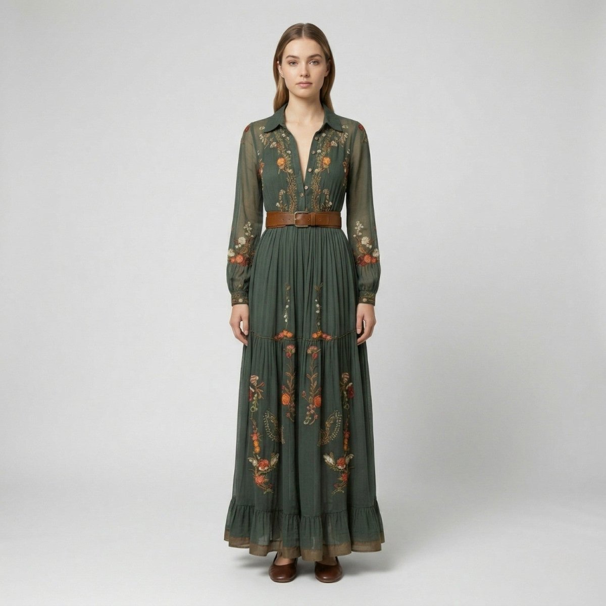Floral V Neck Boho Maxi Dress - Maxi Dress - Wild Eye Vision