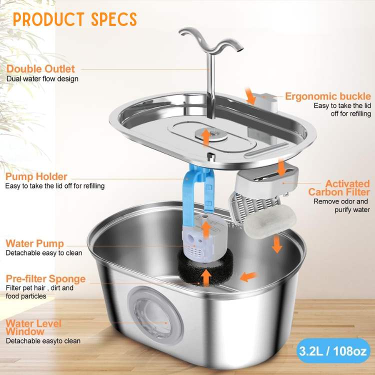 FreshFlow Silent Hydration Cat Fountain - Cat Fountain - Wild Eye Vision