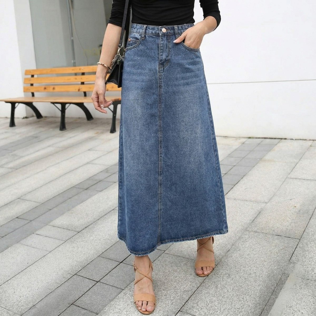 High Waist Denim Maxi Skirt - Skirt - Wild Eye Vision