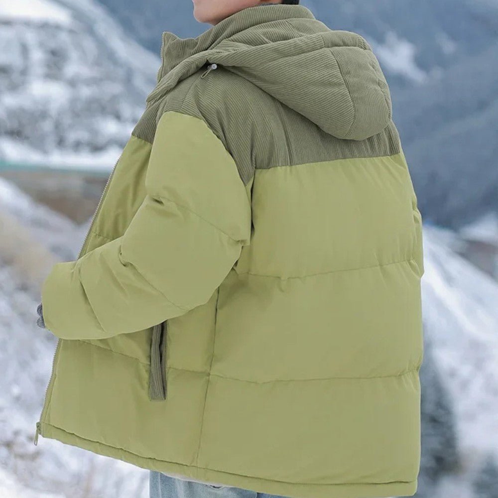Insulated Puffer Jacket with Corduroy Hood - Men's Puffer Jacket - Wild Eye Vision