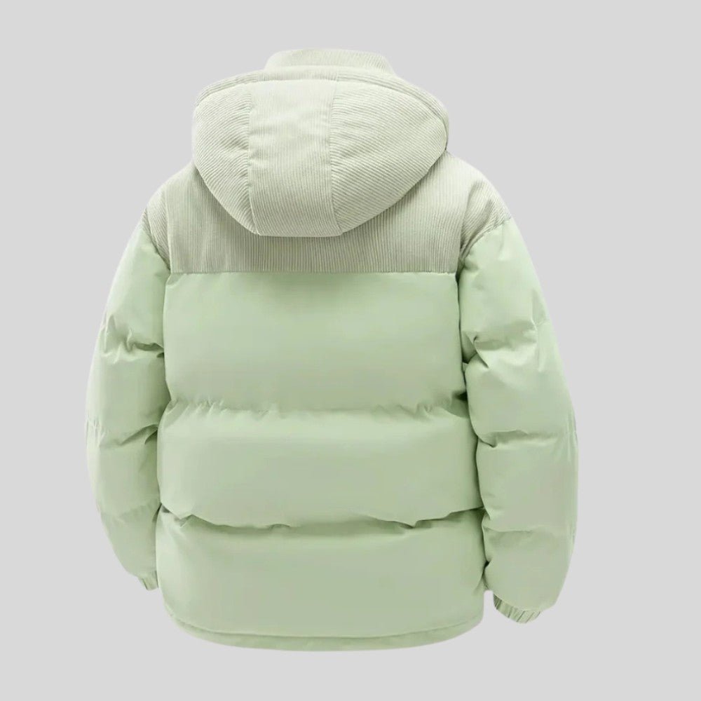 Insulated Puffer Jacket with Corduroy Hood - Men's Puffer Jacket - Wild Eye Vision