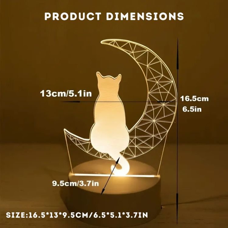 Lunar Cat 3D Night Light - Night Light - Wild Eye Vision