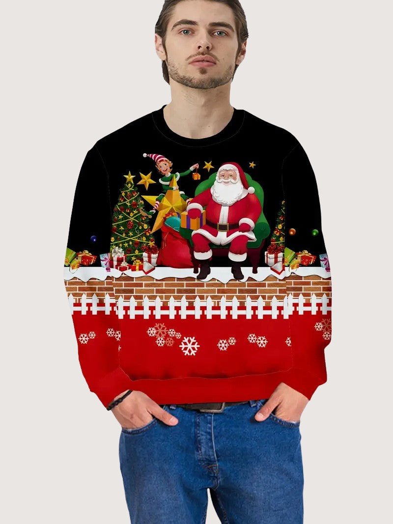 Men’s 3D Santa Print Christmas Sweatshirt - Mens Christmas Jumpers - Wild Eye Vision
