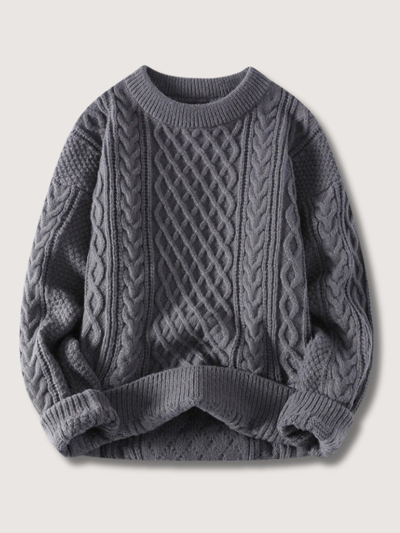 Men’s Cable Knit Crew Neck Jumper - Men Knitted Jumper - Wild Eye Vision