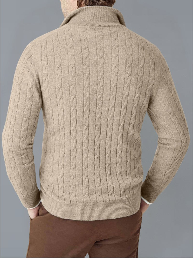 Men’s Cable Knit Half Zip Jumper - Men Knitted Jumper - Wild Eye Vision
