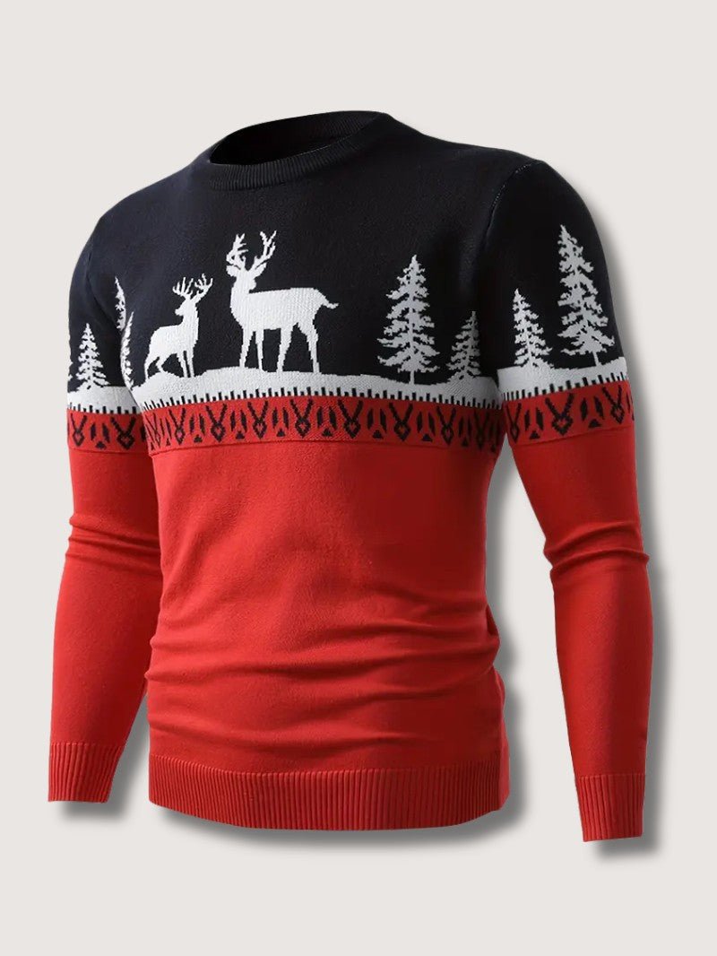 Men’s Christmas Reindeer & Pine Tree Sweater - Mens Christmas Jumpers - Wild Eye Vision